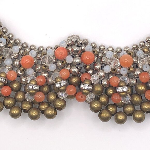 Pam Hiran for Anthropologie Statement Necklace Beaded Peter Pan Collar - Picture 6 of 11